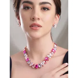 Rubans Gold-Tone Plated Pink Set for Women-picture-43