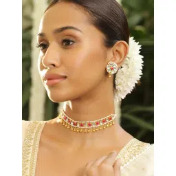 Rubans Gold-Tone Plated Red Set for Women-picture-41