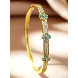 Rubans Gold Turquoise Enamel Floral Cuffs Bracelet-picture-42