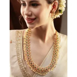 Rubans Green & Ruby Kundan Necklace & Earring Sets-picture-46