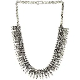 rubans Oxidised Silver-Toned Textured Necklace For Women-picture-46