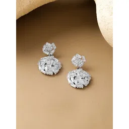 Rubans Rhodium-Plated Crystals Studded Contemporary Shaped Studs-picture-27