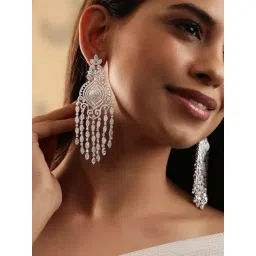 Rubans Rhodium Plated White Earrings for Women-picture-30