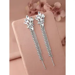 Rubans Rhodium Plated White Earrings for Women image 2