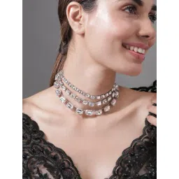 Rubans Rhodium Plated White Necklace for Women-picture-37