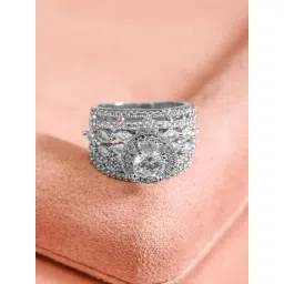 Rubans Rhodium Plated White Ring for Women-picture-19