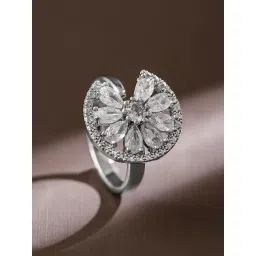 Rubans Rhodium Plated White Ring for Women image 4