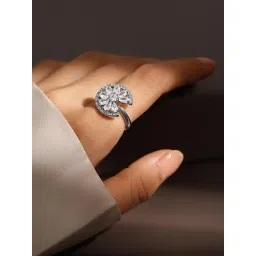 Rubans Rhodium Plated White Ring for Women image 2