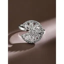 Rubans Rhodium Plated White Ring for Women image 5