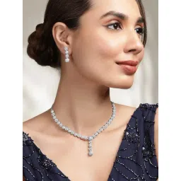 Rubans Rhodium Plated White Set for Women-picture-25