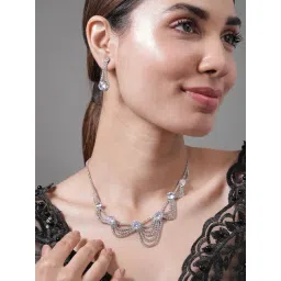 Rubans Rhodium Plated White Set for Women-picture-28