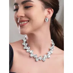 Rubans Rhodium Plated White Set for Women-picture-14