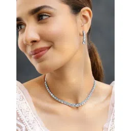 Rubans Rhodium Plated White Set for Women-picture-27