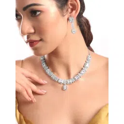 Rubans Rhodium Plated White Set for Women-picture-17