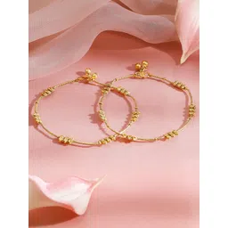 Rubans Set Of 2 18KT Gold-Plated Textured Beaded Minimal Rope Chain Anklets-picture-25