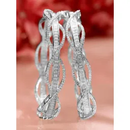 Rubans Set Of 2 Rhodium Plated White Bangles for Women-picture-40