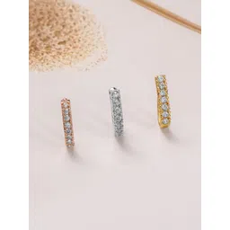 Rubans Set of 3 AD Studded Nose Pins - 18K Rose Gold, 18K Gold and Silver-Plated Designs-picture-23