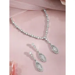 Rubans Silver AD & Cubic Zirconia Studded Necklace & Earring Sets-picture-34