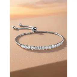 Rubans Silver Cubic Zirconia Adjustable Classic Bracelet-picture-10