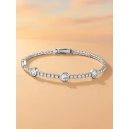 Rubans Silver Cubic Zirconia Studded Classic Bracelet-picture-47