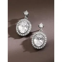 Rubans Silver Cubic Zirconia Studded Drop Earring-picture-17