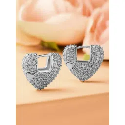 Rubans Silver Cubic Zirconia Studded Hoop Earring-picture-21
