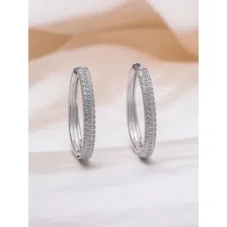 Rubans Silver Cubic Zirconia Studded Hoop Earring-picture-30