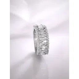 Rubans Silver-Plated CZ Studded Brass Finger Ring-picture-29