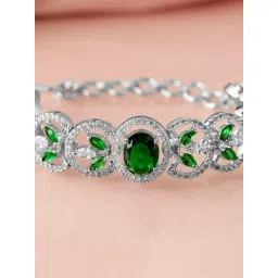 Rubans Silver Plated Green Bracelet for Women image 2