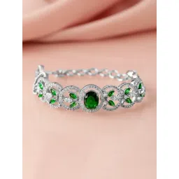 Rubans Silver Plated Green Bracelet for Women image 4