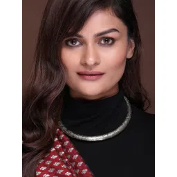 Rubans Silver-Plated Oxidised Choker Necklace-picture-36