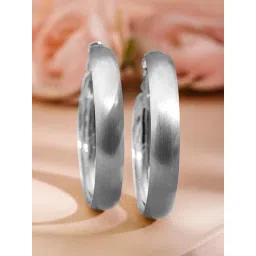 Rubans Silver Rhodium-Plated Matte Finish Hoop Earring-picture-12