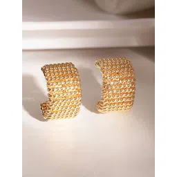 Rubans Voguish 18K Gold Plated Contemporary Half Hoop Earrings image 1