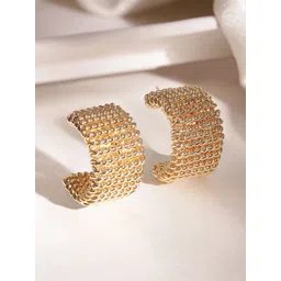 Rubans Voguish 18K Gold Plated Contemporary Half Hoop Earrings image 3