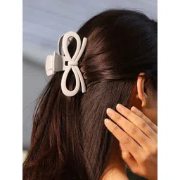 Rubans White Bow Shaped Matte Finish Hair Claw Clip-picture-36
