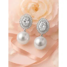 Rubans White Cubic Zirconia Studded Drop Earring-picture-17
