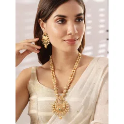 Rubans Women Gold-Plated & Green Stone-Studded Jewellery Set-picture-29