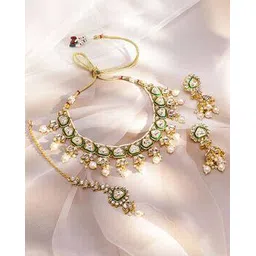 rubans Women Gold-Plated Stone-Studded Necklace & Earrings Set-picture-12