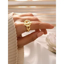 Rubans Voguish 18K Gold Plated Adjustable Chain Link Statement Ring-picture-18