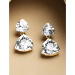 Rubans Voguish 18K Gold Plated Crystals Studded Triangular Drop Earrings-picture-19