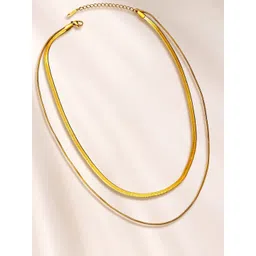 Rubans Voguish 18K Gold-Plated Stainless Steel Tarnish-Free Waterproof Dual Chain Necklace-picture-23