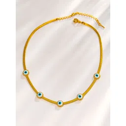 Rubans Voguish 18K Gold-Plated Stainless Steel Tarnish-Free Waterproof Evil Eye Necklace-picture-22