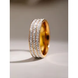 Rubans Voguish 18K Gold Plated Stainless Steel Tarnish Free Waterproof Zirconia Band Ring-picture-39