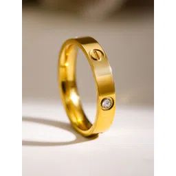 Rubans Voguish 18K Gold Plated Stainless Steel Tarnish Free Waterproof Zirconia Band Ring-picture-24
