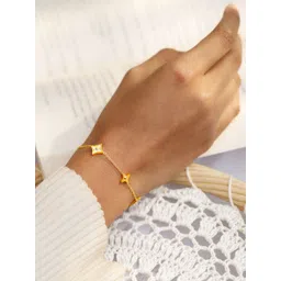 Rubans Voguish 18K Gold Plated StainlessSteel TarnishFree Waterproof Floral Charm Bracelet-picture-37