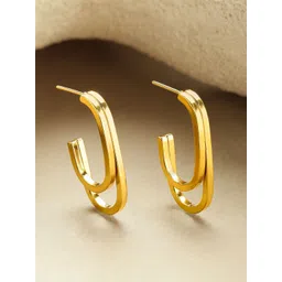 Rubans Voguish 18K Gold Plated U Shaped Half Hoop Earrings-picture-19