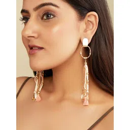 Rubans Voguish Gold-Plated & Pink Contemporary Drop Earrings-picture-27