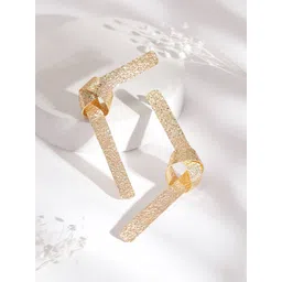 Rubans Voguish Gold-Plated Contemporary Drop Earrings-picture-13