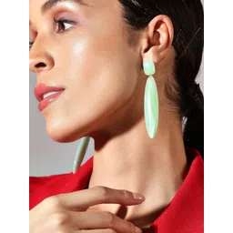 Rubans Voguish Green Leaf Shaped Drop Earrings-picture-19