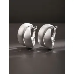 Rubans Voguish Rhodium-Plated Contemporary Shaped Hoop Earrings-picture-26